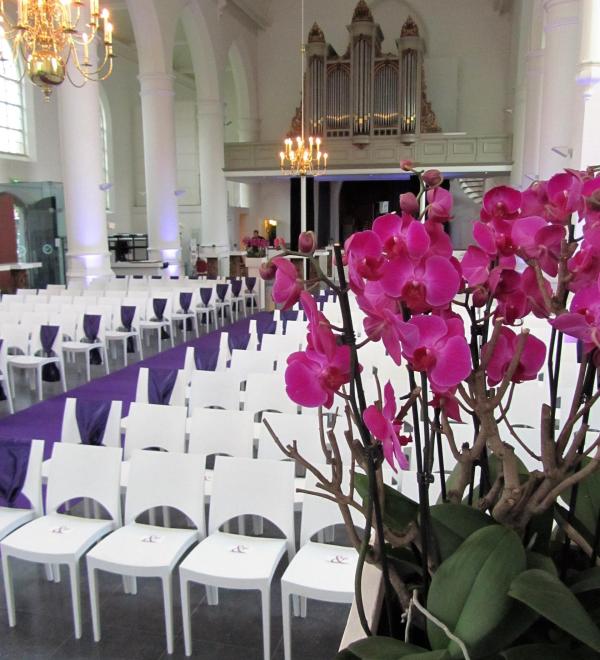 Lambertuskerk paars met bloemen